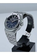 Custom Seiko Mod • Navy Blue Waffle AP with Blue AR Automatic Watch • 37mm